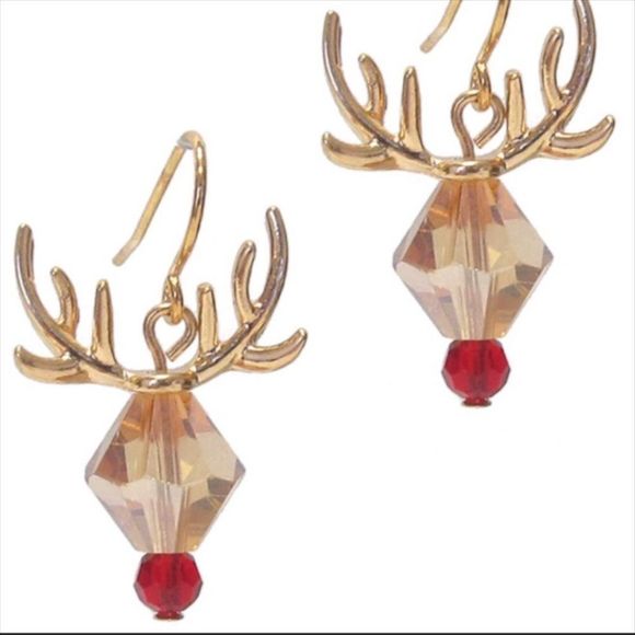 Crystal rudolph reindeer earring - christmas - Picture 1 of 2